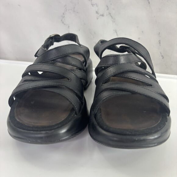 Dansko Lolita Sandal Leather Womens 36 6 Blk Slingback Strappy Rocker Block Heel - Picture 4 of 16